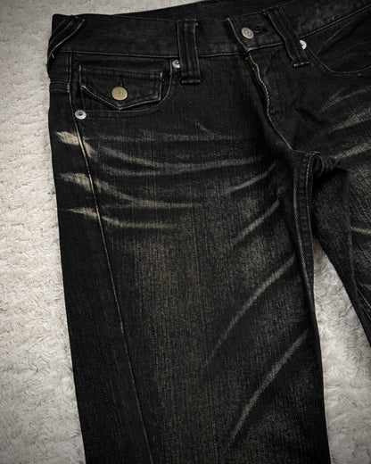 Tornado Mart Clawmark Washed Spiral Flared Jeans