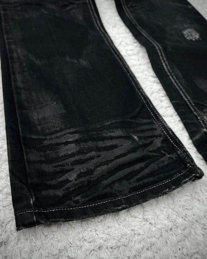 Solberry Studded Pierced Waxed Bootcut Jeans