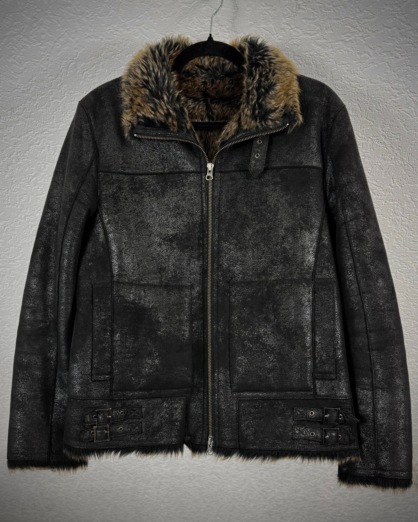 Scoopman Luster Textured Fur Lined Jacket