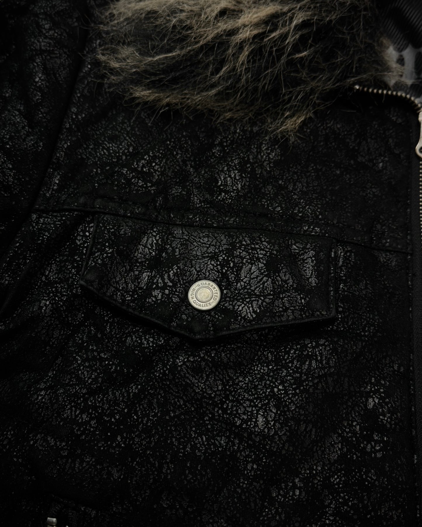 Body Wave Cracked Wax Fur Jacket