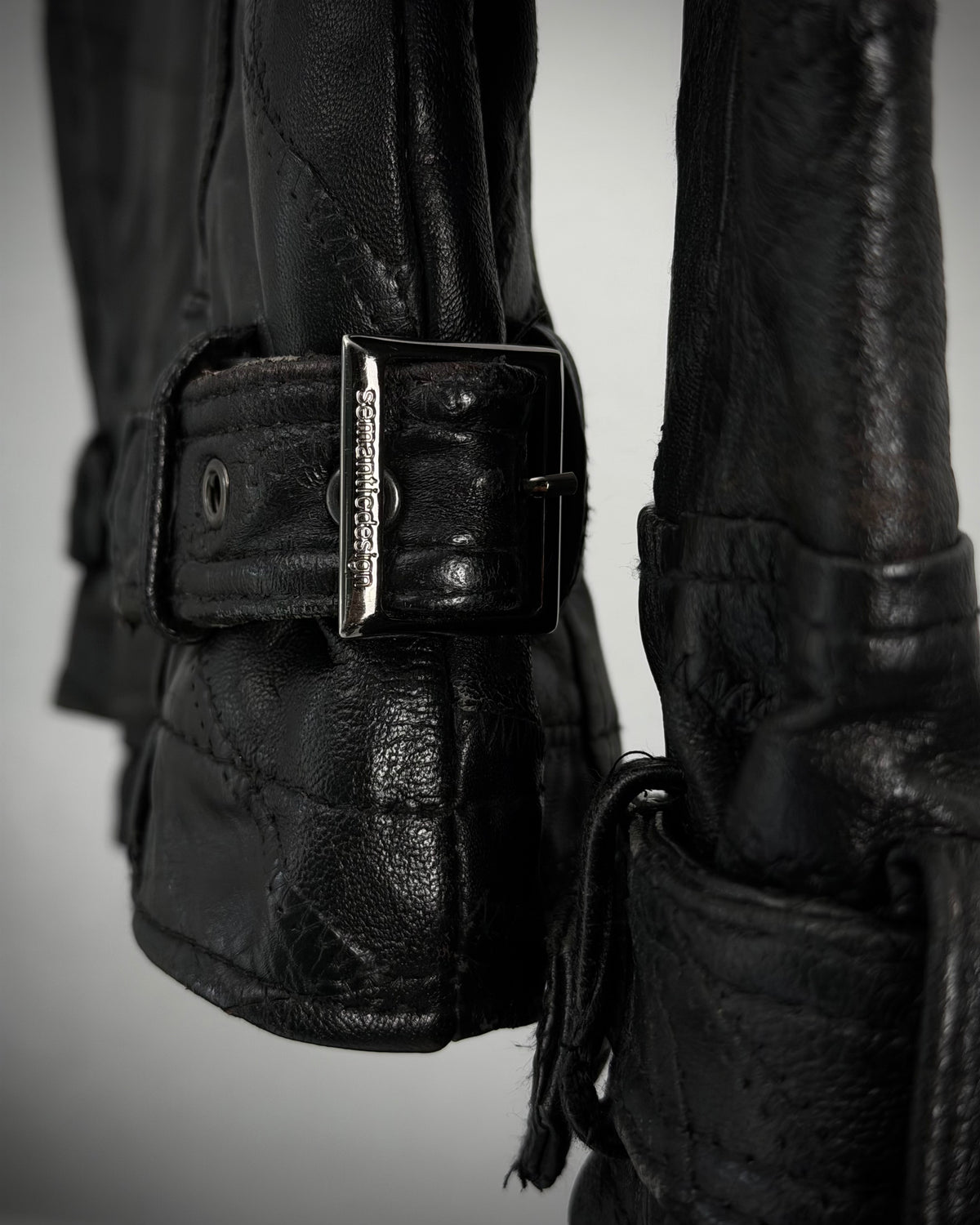 Semantic Design Scar Stitched Leather Patchwork Jacket