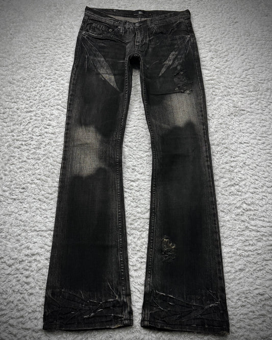 Midas Smoke Washed Coated Bootcut Jeans