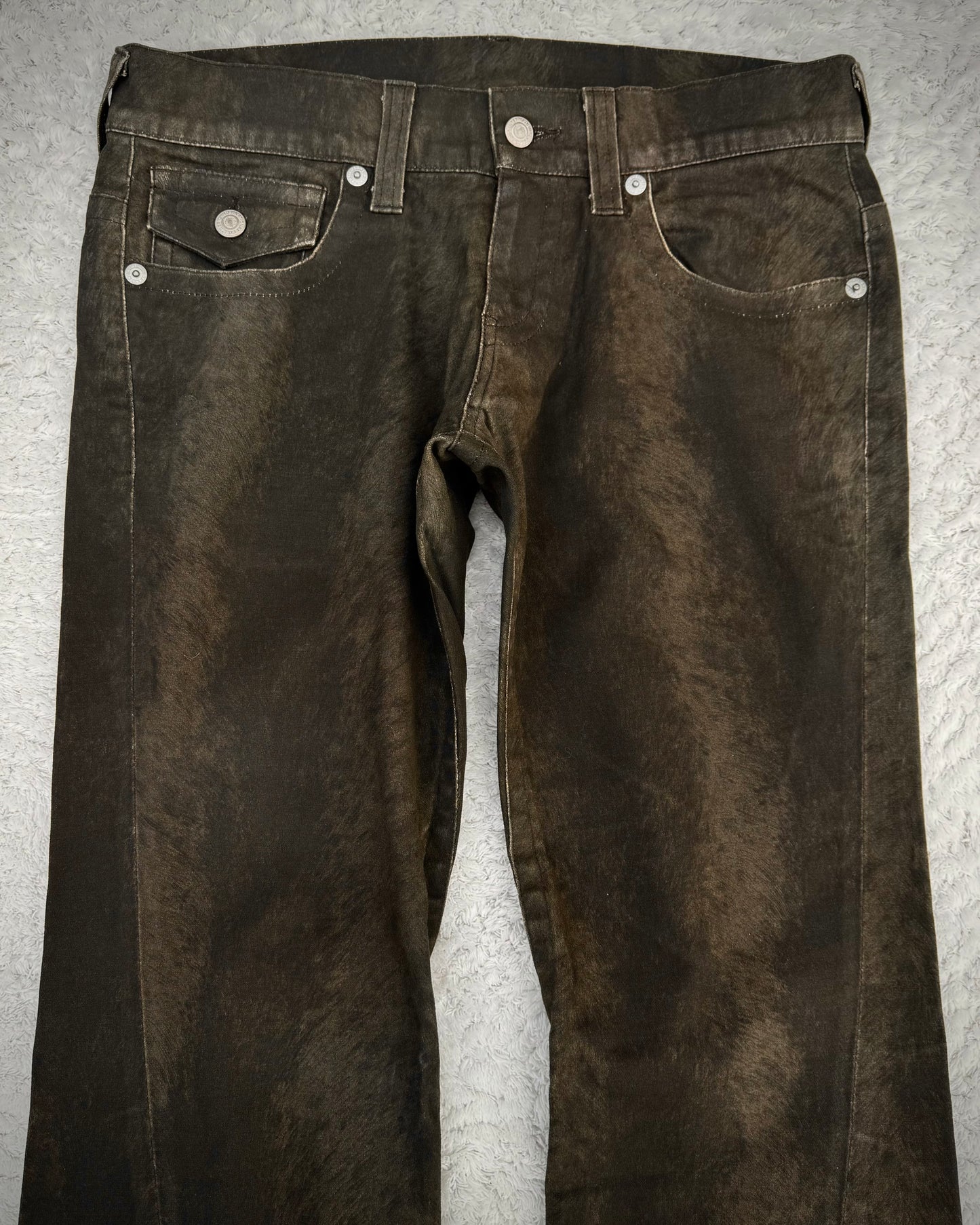Tornado Mart Wood Textured Spiral Bootcut Pants