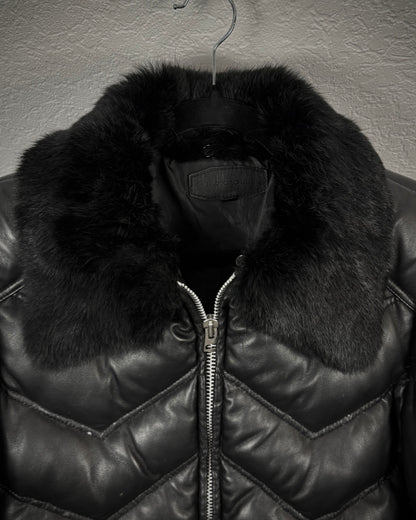 Jack Rose Chunky Fur Leather Puffer Jacket