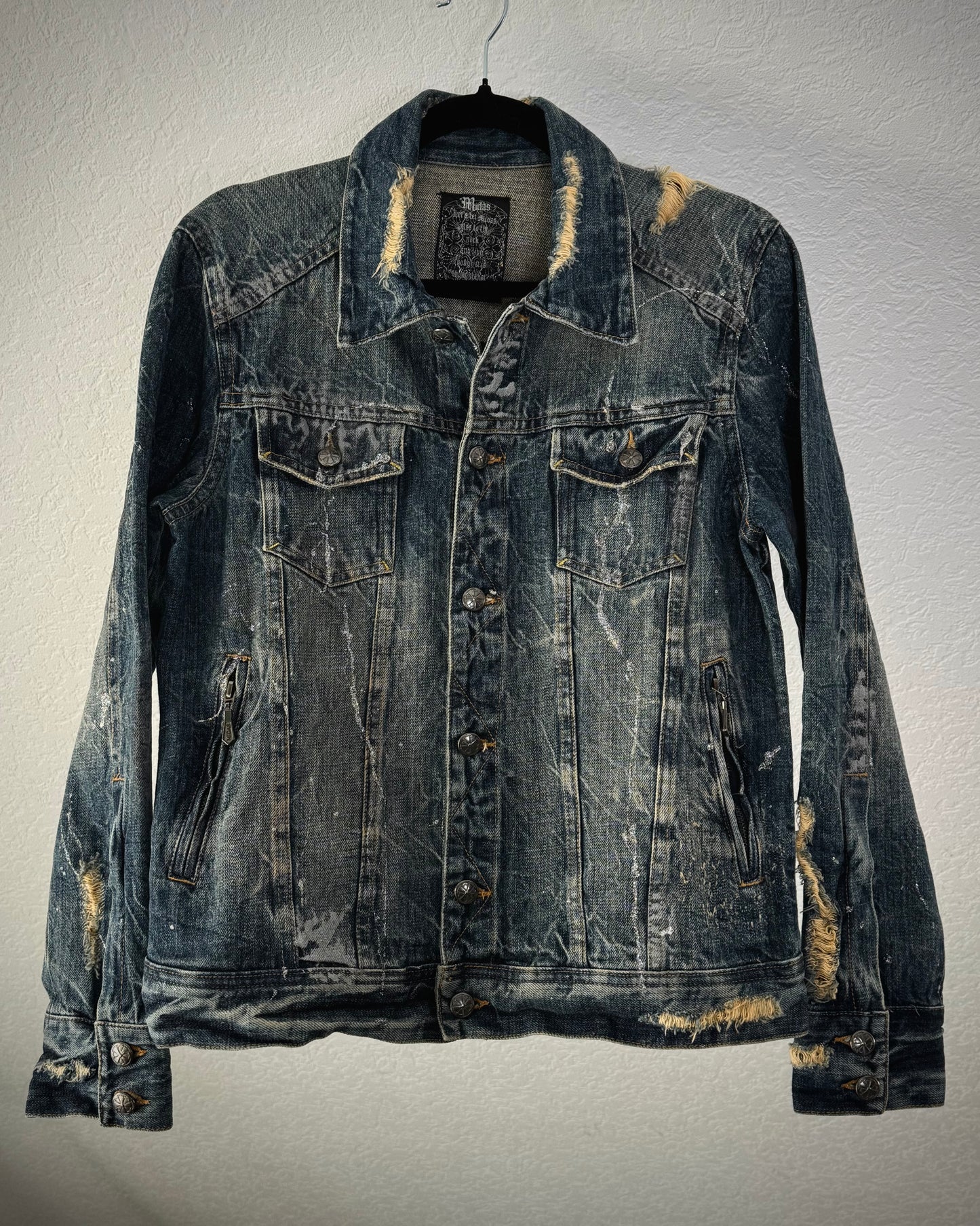 Midas Silver Splatter Distressed Denim Jacket