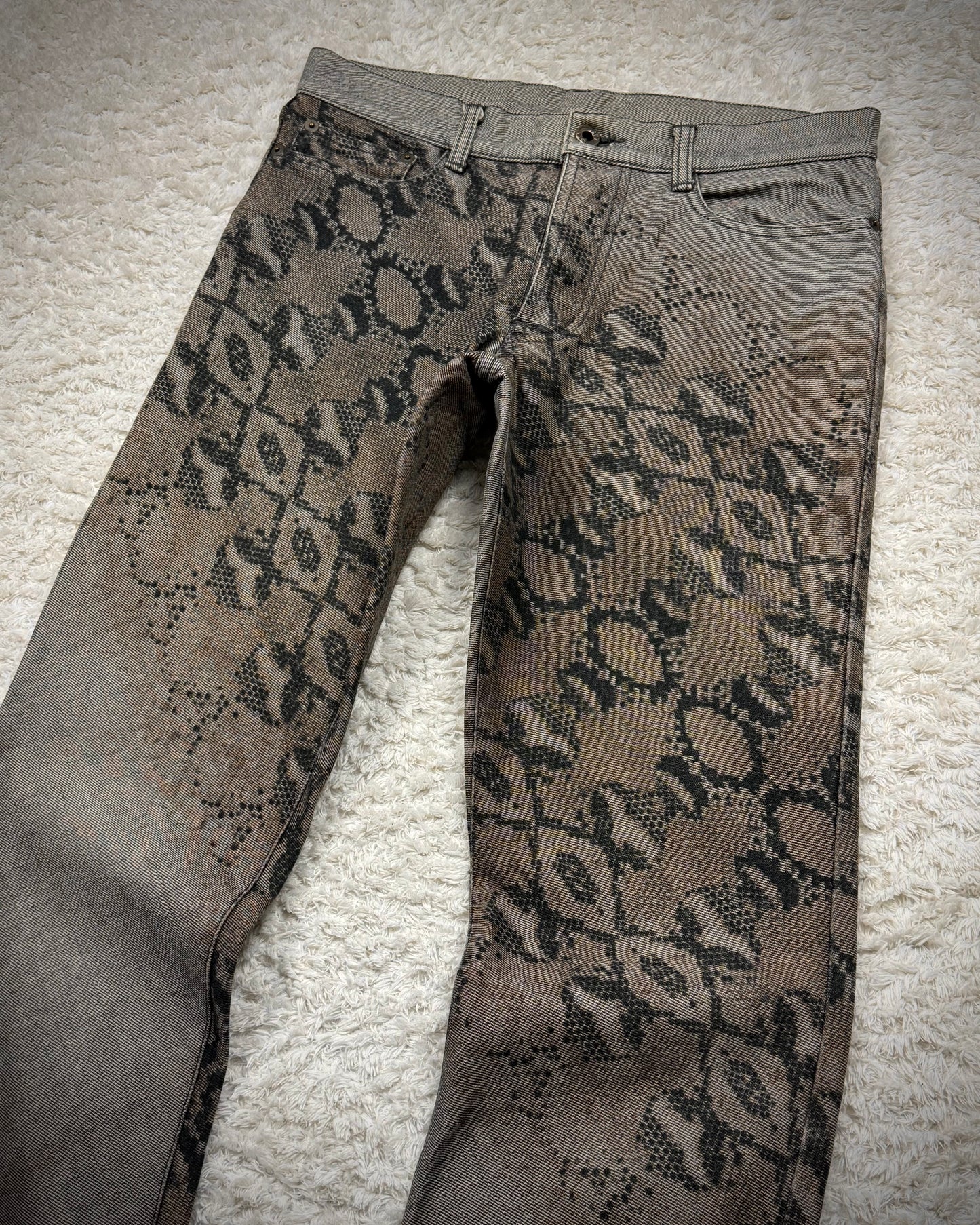 5351 Pour Les Hommes Python Pattern Bootcut Pants