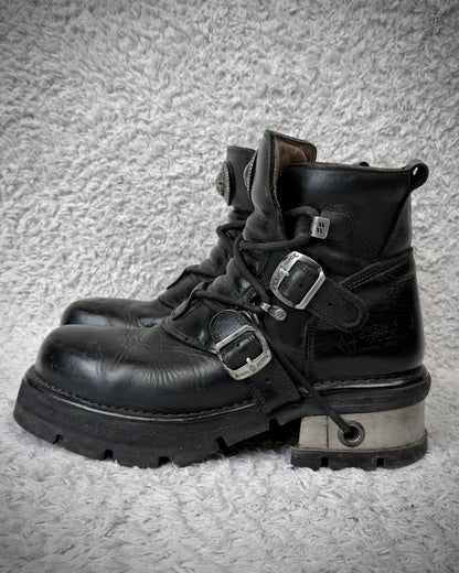New Rock Steel Heel Leather Boots
