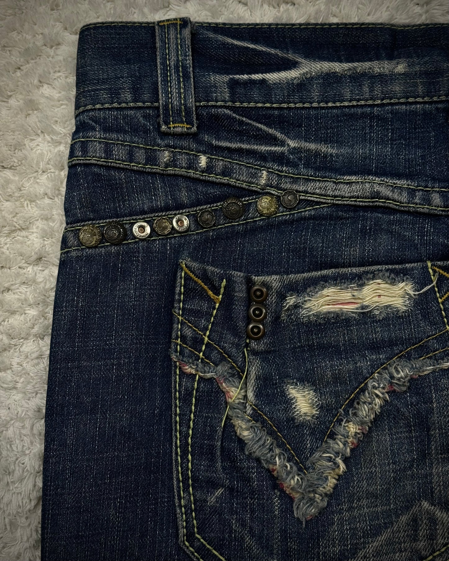 Red Pepper Clawmarks Washed Repaired Bootcut Jeans