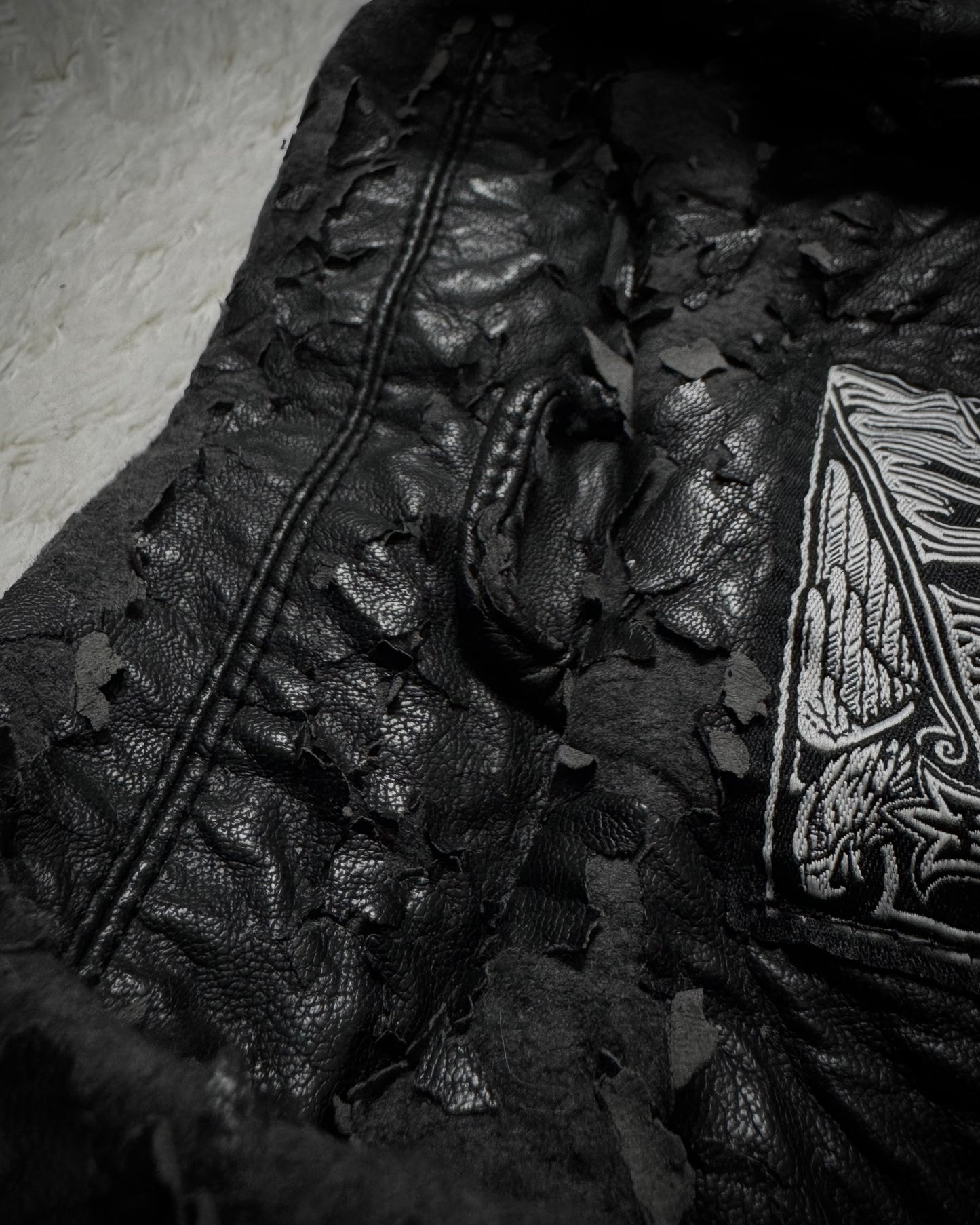 Affliction Spike Studded Metal Badge Leather Jacket
