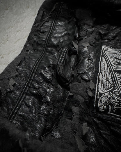 Affliction Spike Studded Metal Badge Leather Jacket