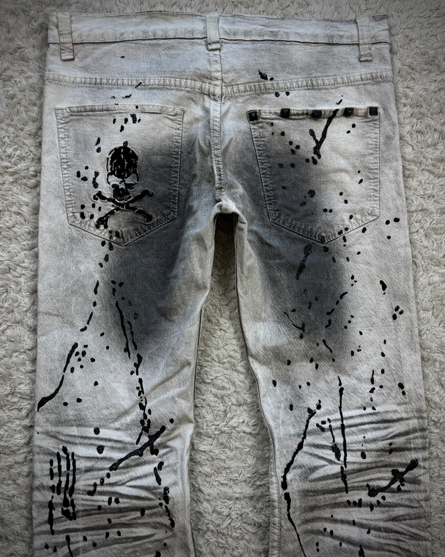 K.U.I Whisker Washed Luster Splatter Bootcut Jeans