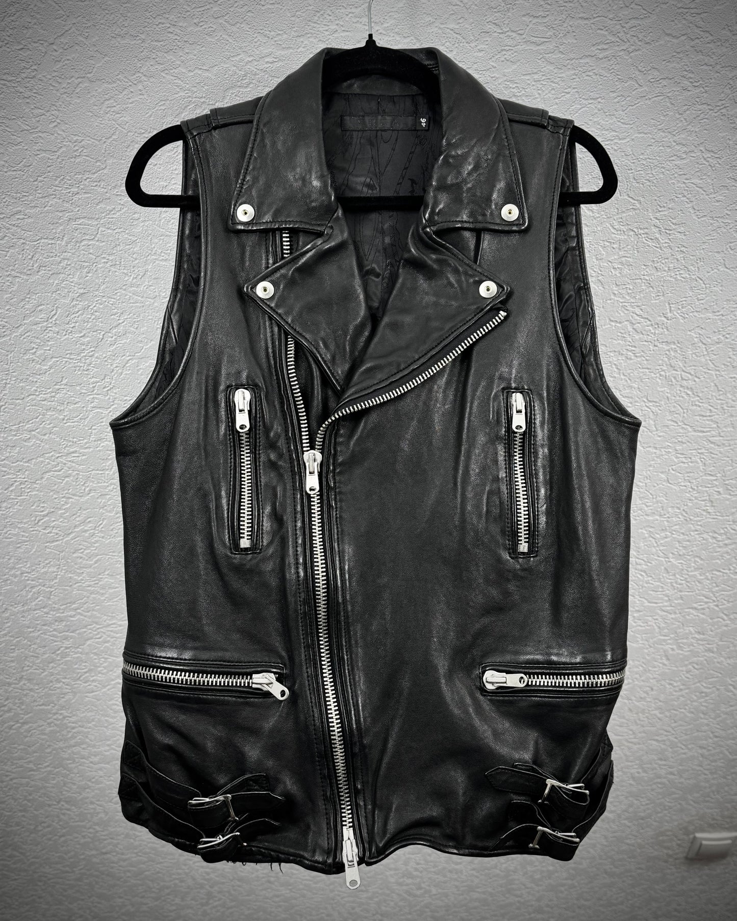 Fuga Zippered Sheepskin Leather Biker Vest