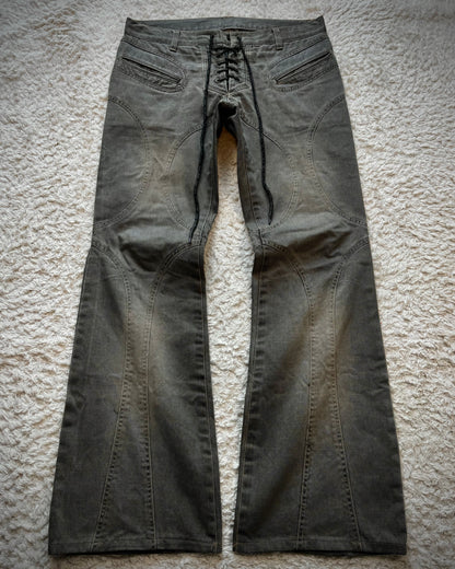 Patrick Cox Mud Washed Lace Up Flared Pants