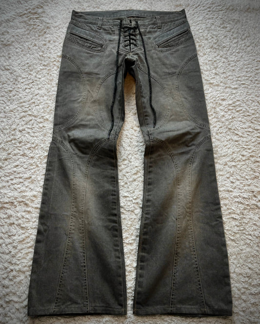Patrick Cox Mud Washed Lace Up Flared Pants