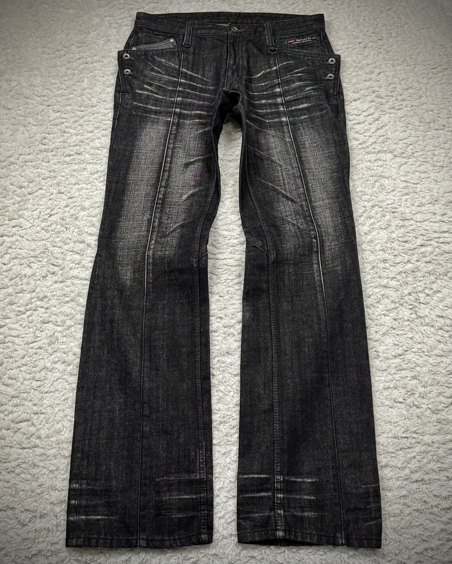 Nicole Club Clawmarks Washed Python Detailed Bootcut Jeans