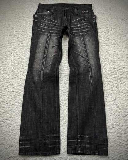 Nicole Club Clawmarks Washed Python Detailed Bootcut Jeans