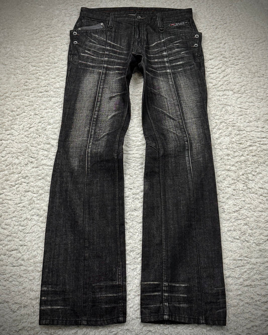 Nicole Club Clawmarks Washed Python Detailed Bootcut Jeans