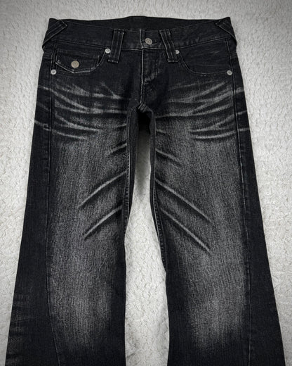 Tornado Mart Clawmark Wash Spiral Flared Jeans