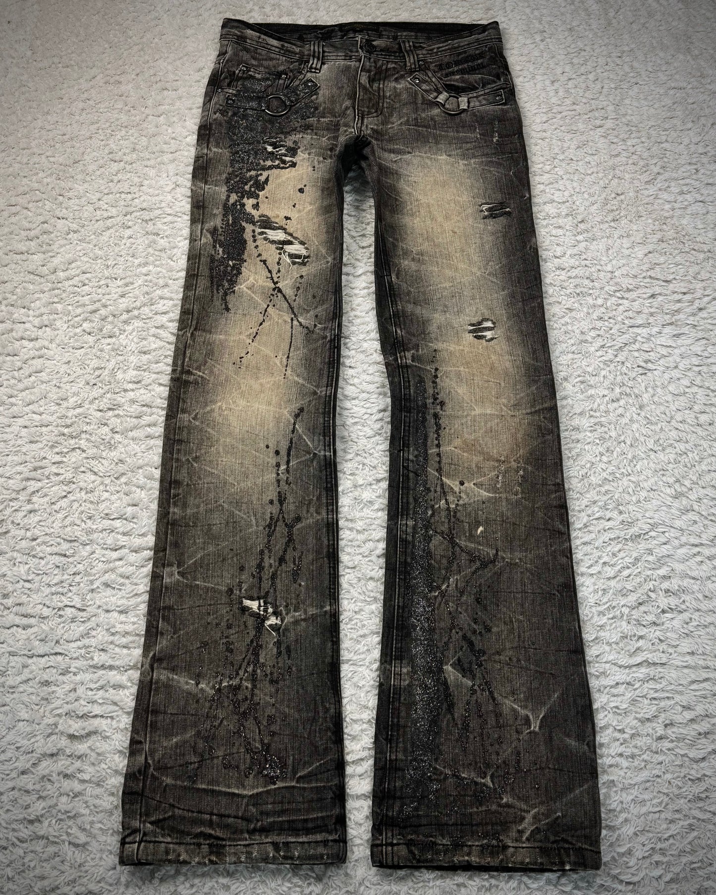 Lowbox Luster Splatter Mud Washed Bootcut Jeans
