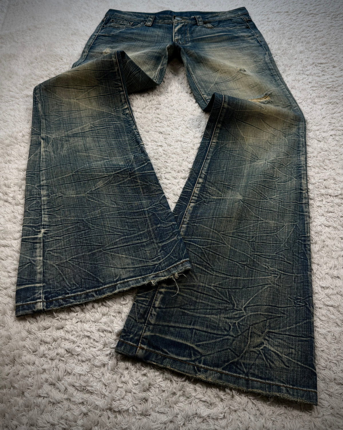 Agate Label Mud Honeycomb Washed Vintage Flared Jeans