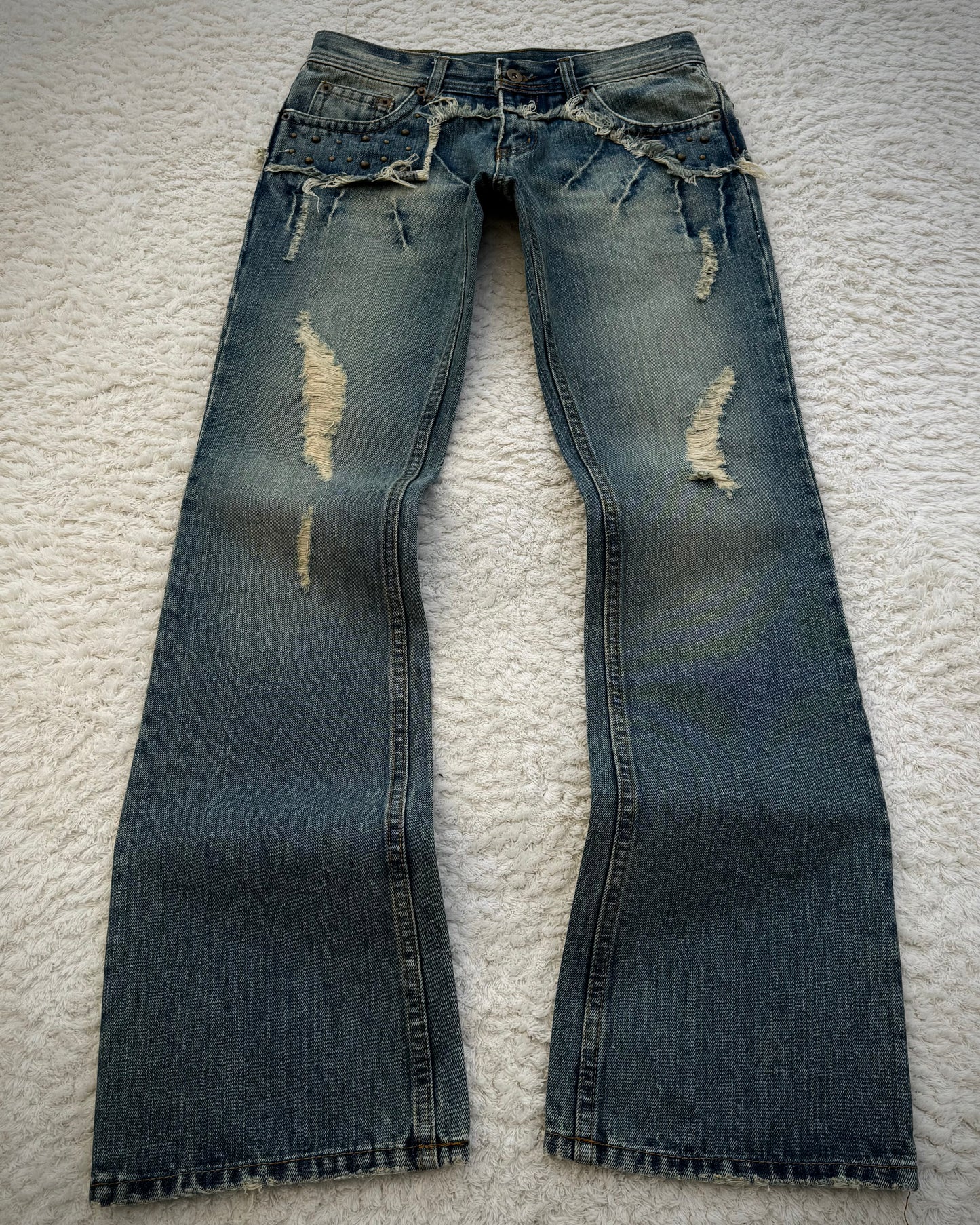 G-Land Edge Studded Distressed Bootcut Jeans