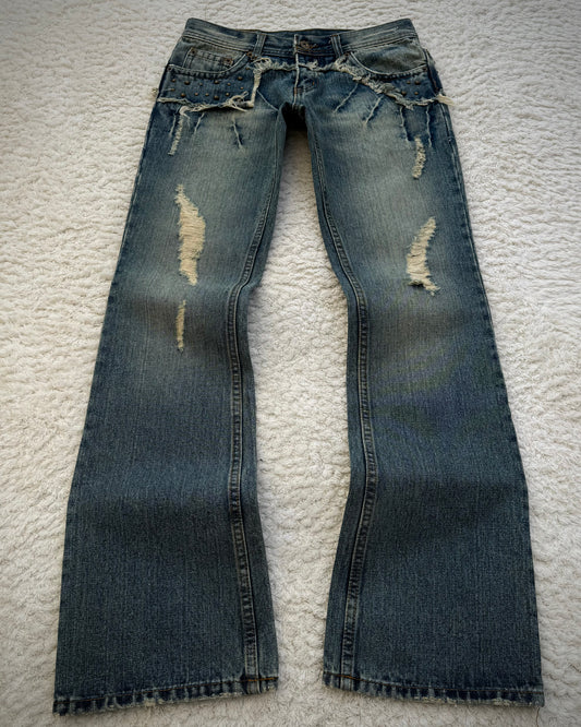 G-Land Edge Studded Distressed Bootcut Jeans