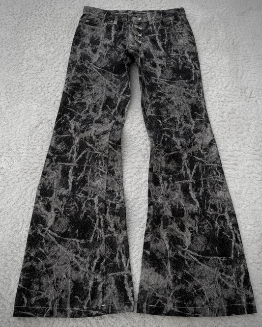 Tornado Mart Cracked Marble Wash Flared Jeans