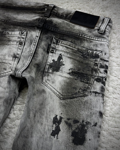 Tornado Mart Ash Clawmarks Coated Flared Jeans