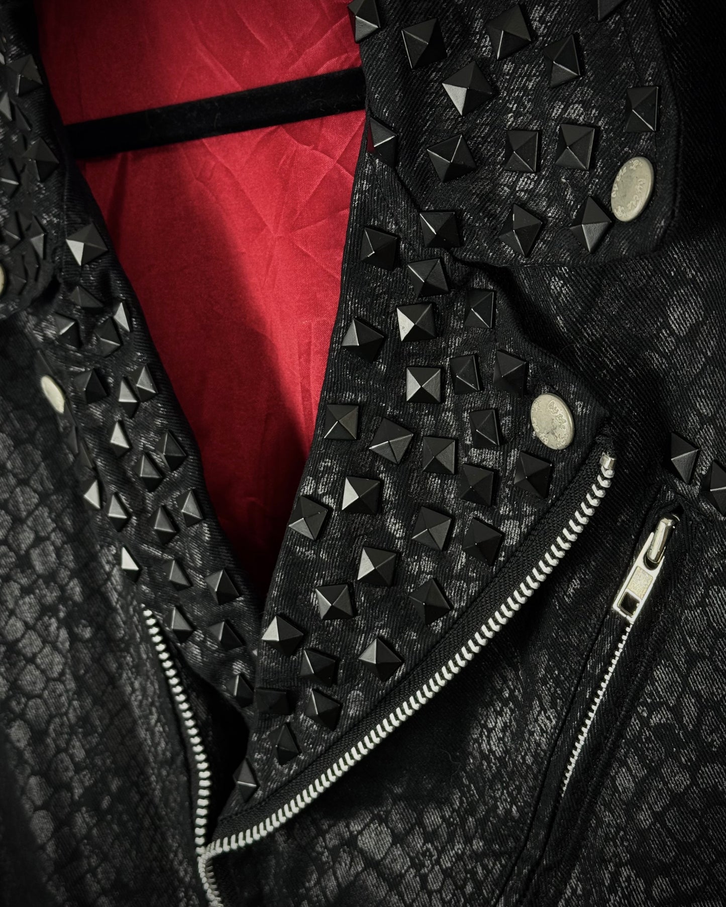 By The R Python Waxed Studded Biker Jacket