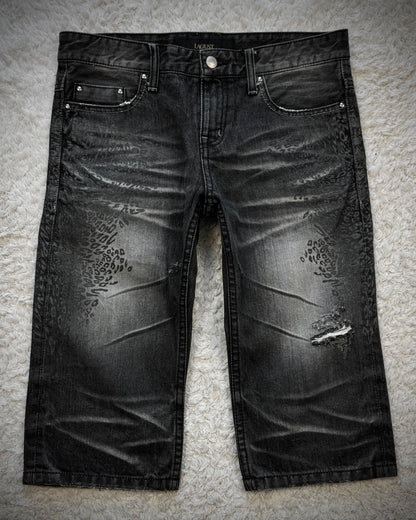 Lagust Leopard Imprinted Denim Shorts