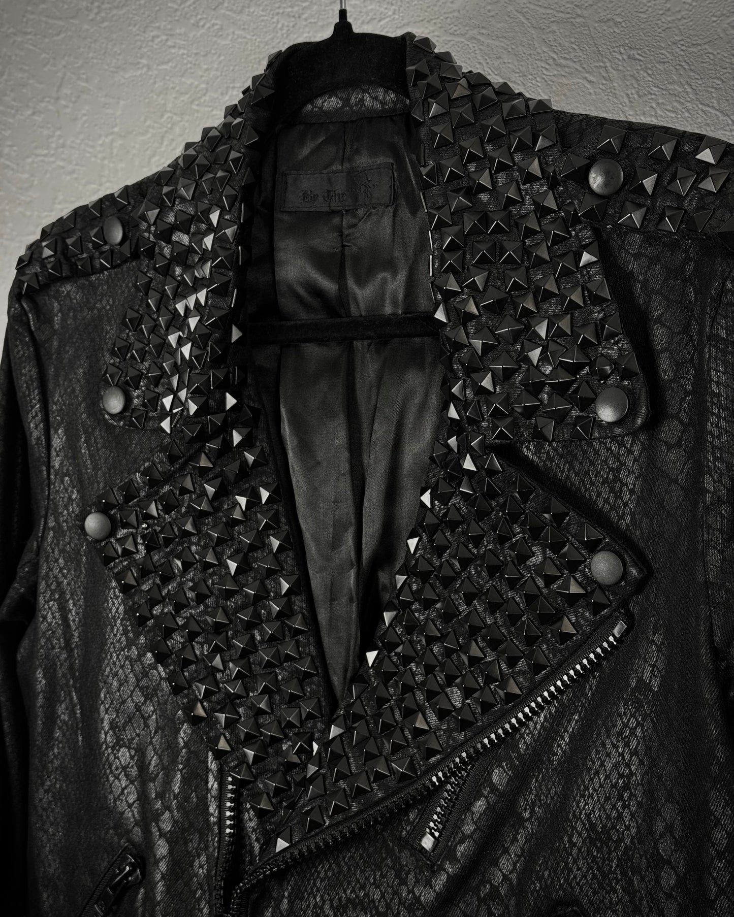 By The R Python Waxed Studded Biker Jacket