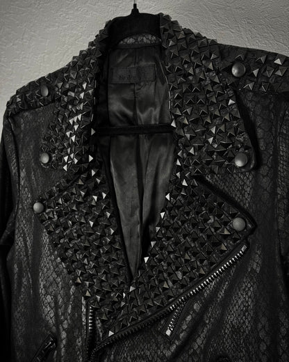 By The R Python Waxed Studded Biker Jacket