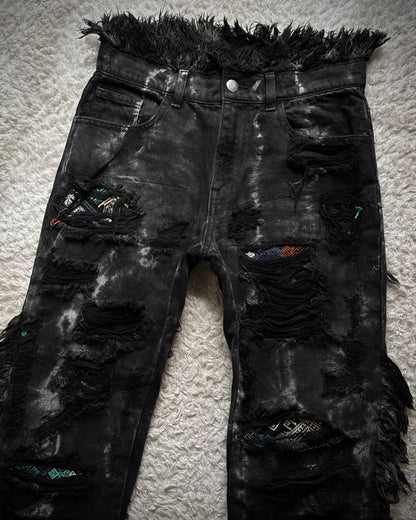Yasuyuki Ishii Aztec Repaired Fringed Bell Bottom Flared Pants