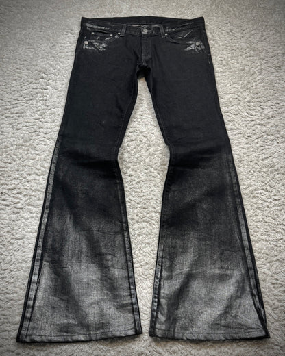 Tornado Mart Silver Faded Flared Jeans
