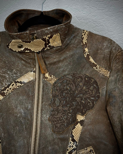 Obelisk Python Skull Leather Jacket