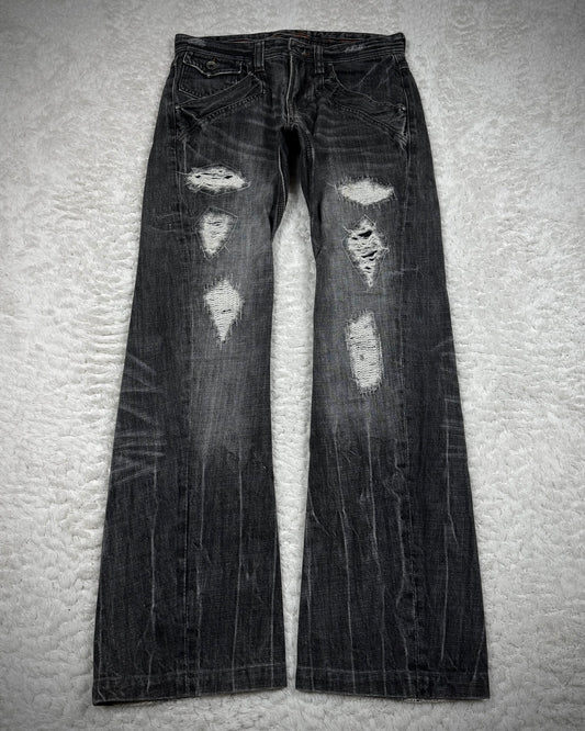 Nicole Club Repaired Distressing Flap Pockets Bootcut Jeans