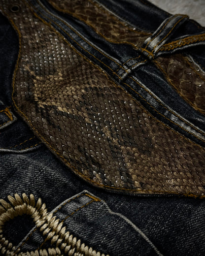 Tornado Mart Python Belted Flared Jeans