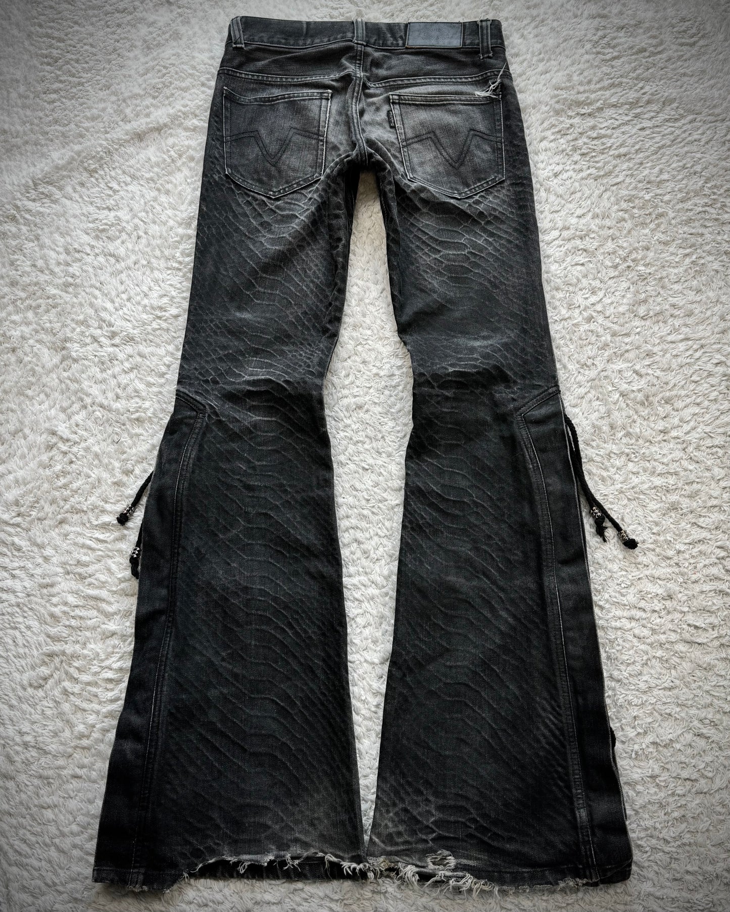 Tornado Mart Python Washed Lace Up Flared Jeans