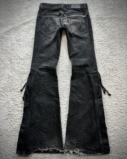 Tornado Mart Python Washed Lace Up Flared Jeans