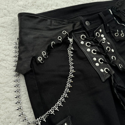 Shohei Takamiya „Hybrid“ Pierced Flared Leather Lace-Up Pants