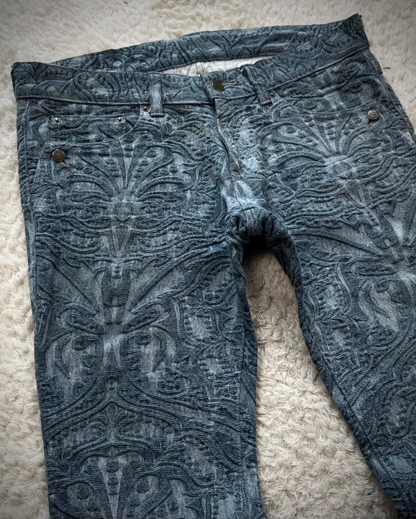 Tornado Mart 3D Paisley Pattern Flared Jeans