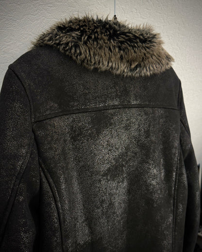 291295=HOMME Luster Textured Full Fur Jacket