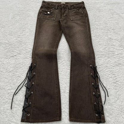 Venus Fur Pocket Lace-Up Flared Jeans