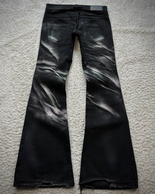 Tornado Mart Chrome Clawmarks Washed Flared Jeans