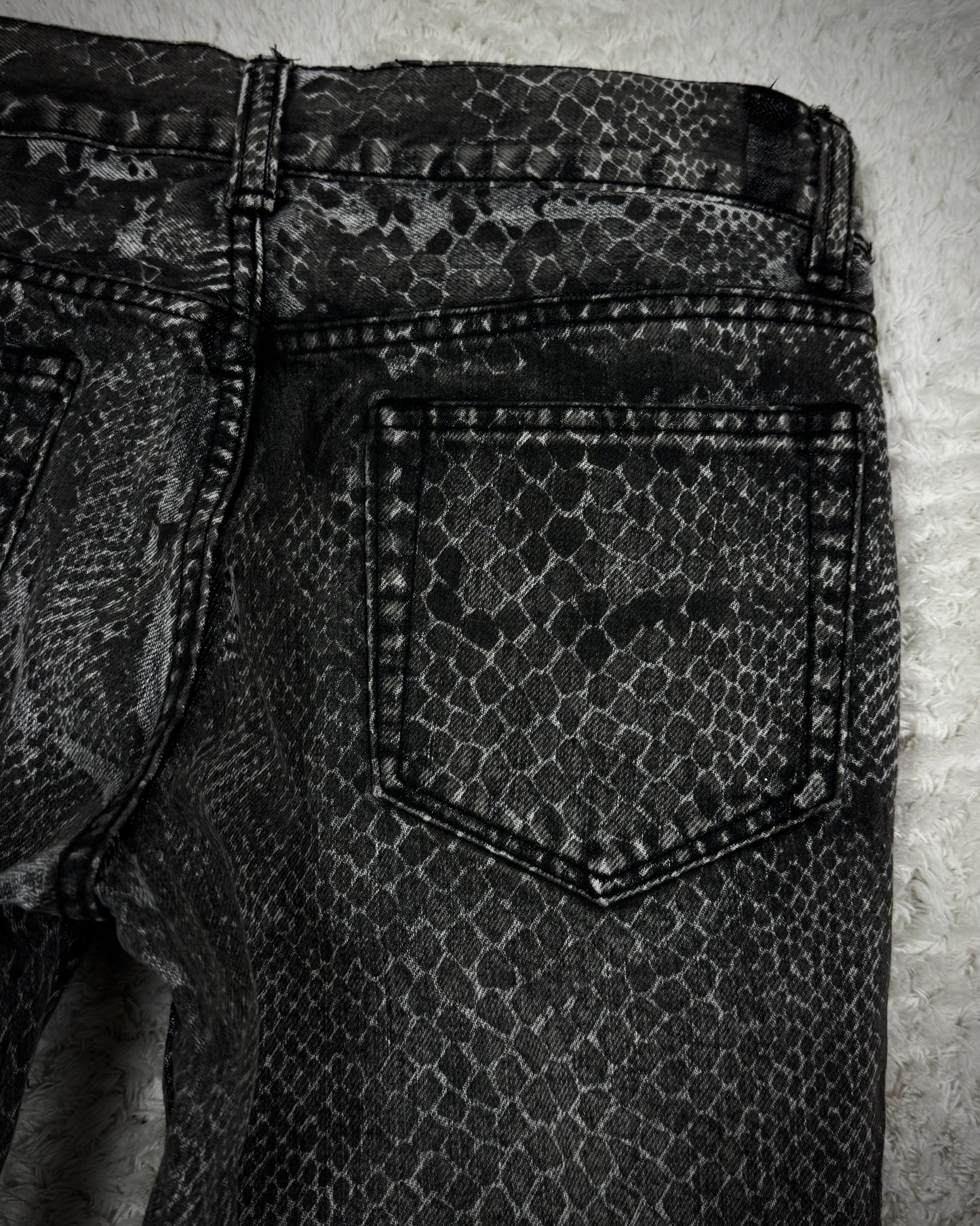 5351 Pour Les Hommes Python Coated Flared Jeans