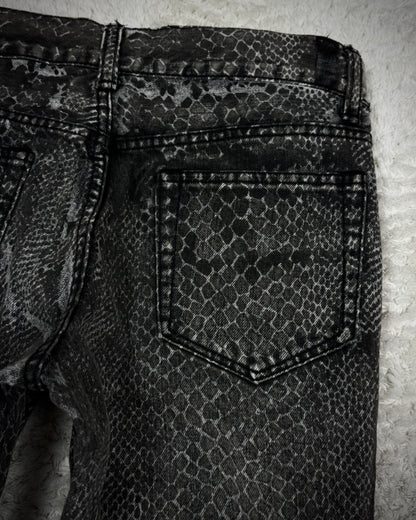 5351 Pour Les Hommes Python Coated Flared Jeans