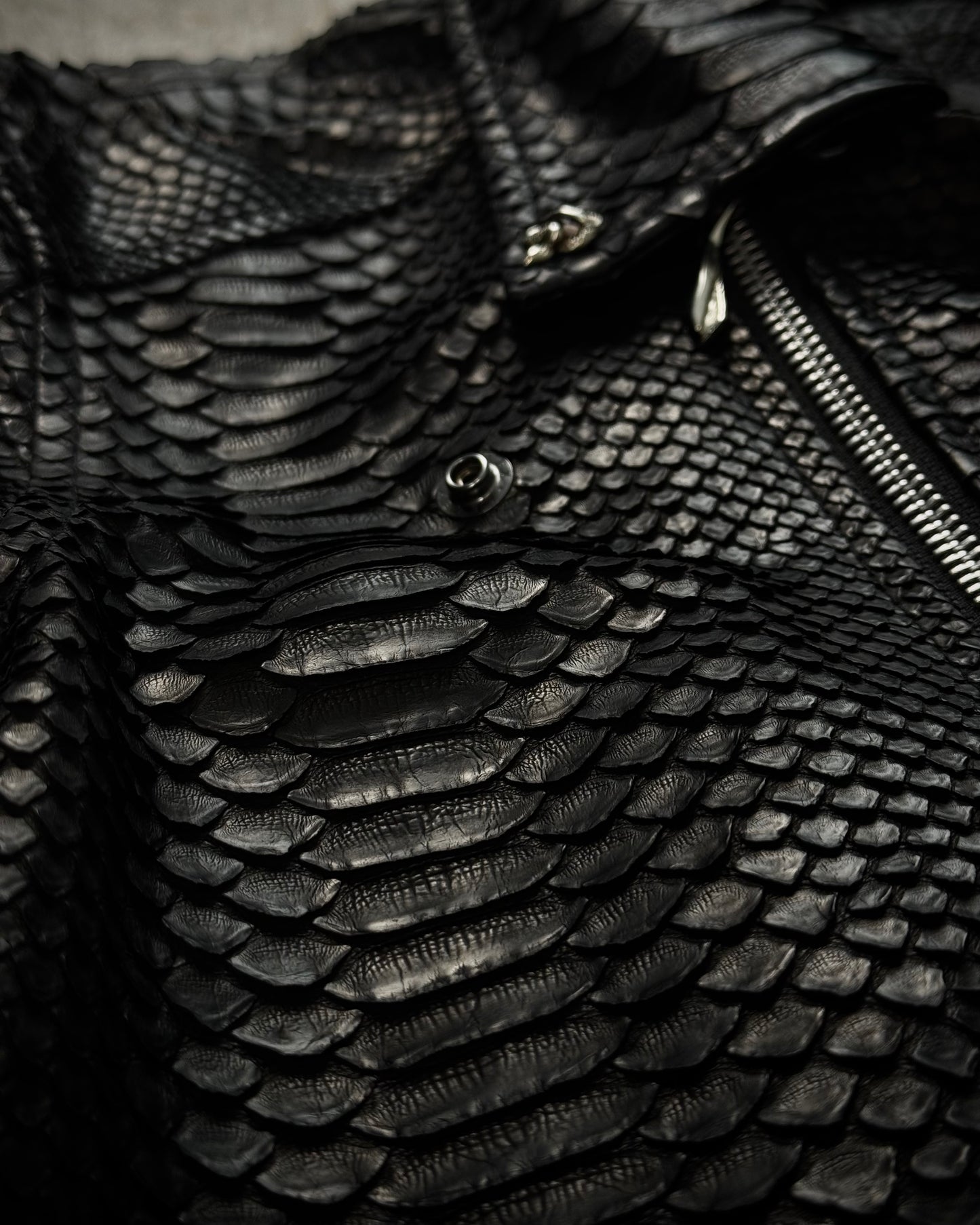 14th Addiction “10 Pythons” Pierced Leather Rider Jacket
