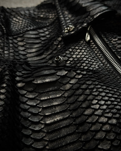 14th Addiction “10 Pythons” Pierced Leather Rider Jacket