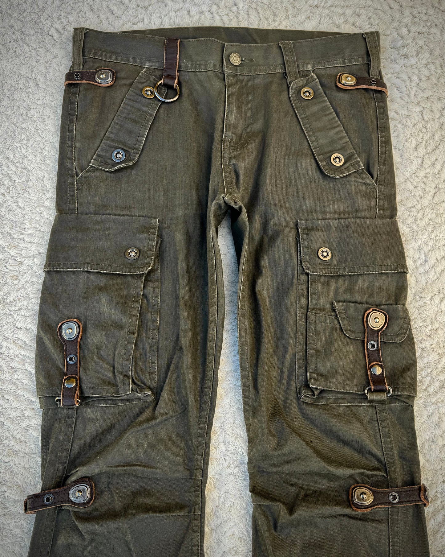 Tornado Mart Waxed Gas Mask Bootcut Cargo Pants