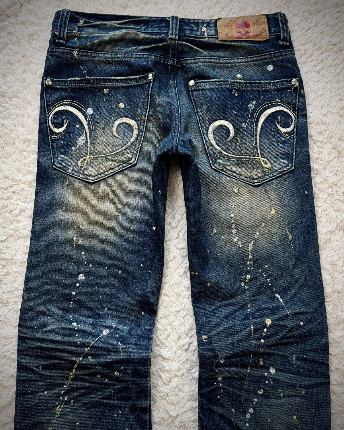 Lagust Luster Splatter Whisker Washed Bootcut Jeans
